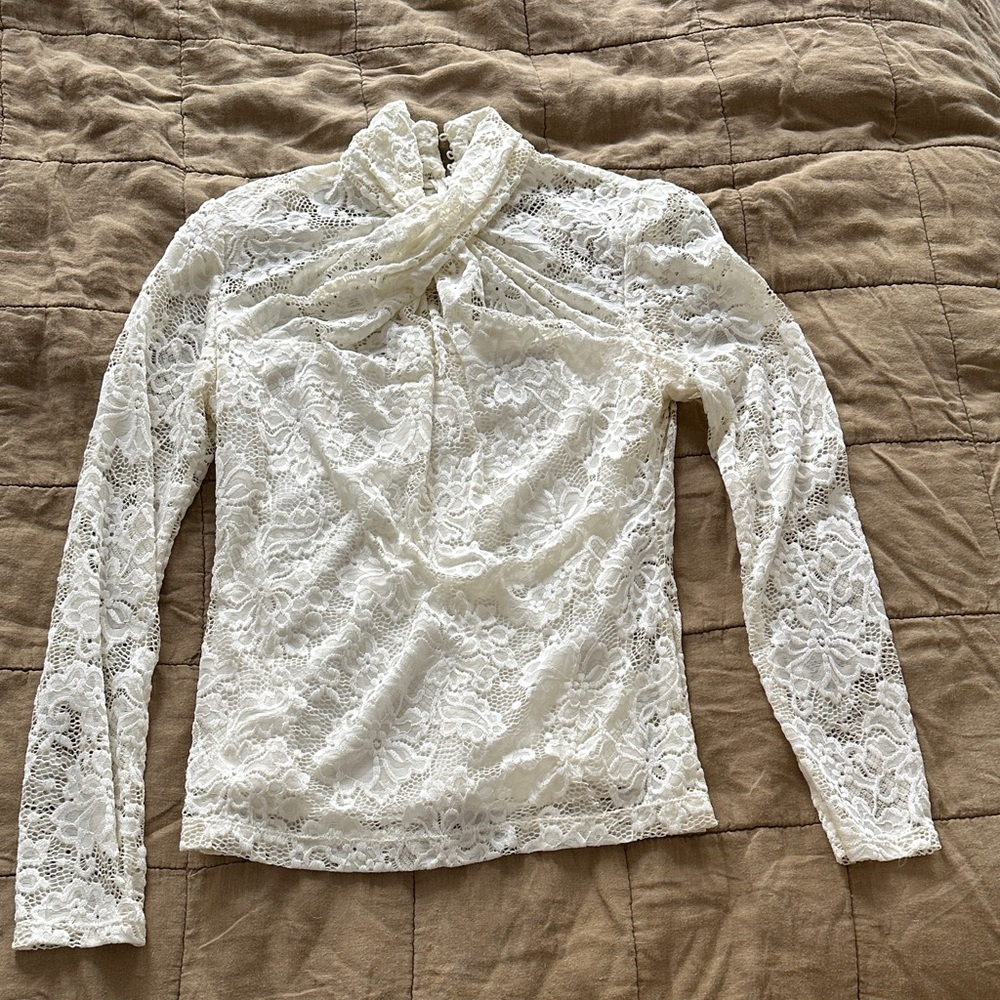 Elie Tahari Cream Lace Blouse